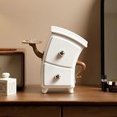 Cute Bedside Table Organizer with 2 Drawers & Tray Holder | Multifunction Mini Storage Cabinet for Desk, Vanity & Home Decor