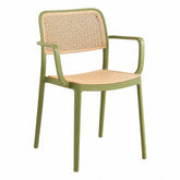 RATTAN ARM GREEN CAFE CHAIR