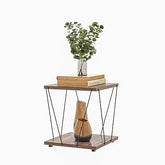 Modern End Table with Premium Laminate Finish| Triple Layer Engineered Board| Powder-Coated Wire Frame| Compact Side Table for Living Room| Bedroom Office & Balcony| (Wire END Table)