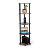 Multipurpose Corner rack| Shelving Unit Turn-N-Tube End Table Corner Display Rack Hallway| Living Room| Metal| Easy Assembly| Space Saving | Industrial Wood (Corner-5)