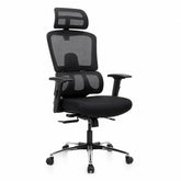 High Back Mesh Office Chair with Headrest & Lumbar Support | Adjustable Swivel Computer Chair with Wheels | Executive Work From Home Chair (Black)