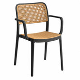 RATTAN ARM BLACK CAFE CHAIR