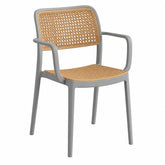 RATTAN ARM GREY CAFE CHAIR