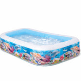 Inflatable Kids Swimming Pool with Ocean Print | Portable Family Outdoor Baby Pool Tub | Thick PVC Air Pool for Garden & Backyard