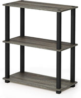 3-Tier Storage Shelf Rack Stand Turn-N-Tube End Table Corner Display Rack Hallway, Living Room, Metal, Easy Assembly, Space Saving, Industrial (Rectangle -3)