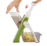 Adjustable Mandoline Slicer for Safe Slicing, Dicing & Julienne | 4 Cutting Modes, 40 Thickness Levels | Vegetable Slicer with Catch Container | Hand Press Mandoline for Kitchen
