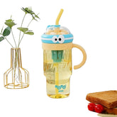 Cute Cartoon Straw Cup with Handle – Kids Juice & Water Tumbler