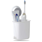 Wall Mounted Toothbrush Holder| Self-Adhesive Bathroom Organizer for Toothbrushes| Toothpaste, Shavers & Makeup Brushes| Sturdy Plastic Toothbrush Stand (Pack of 2)