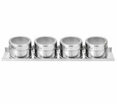 4 PCS Magnetic Stainless Steel Spice Jar Set – Spice Rack Holder, Masala Organizer for Kitchen, Restaurant, & Home Storage – Kitchen Seasoning Organizer with Magnetic Spice Containers