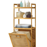 Wooden Laundry Basket with Storage Shelves