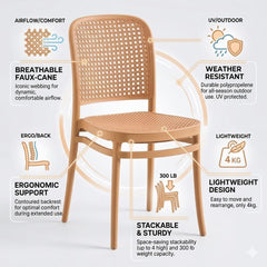 RATTAN PREMIUM BEIGE CAFE CHAIR