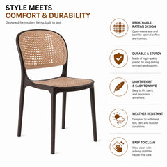 RATTAN OVAL BROWN CAFE CHAIR