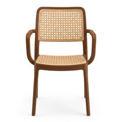RATTAN ARM BROWN CAFE CHAIR
