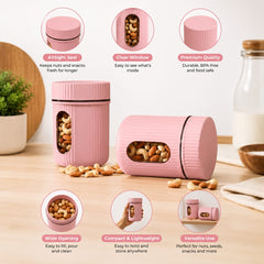Premium Airtight Dry Fruit Storage Jar with Transparent Window – BPA Free Kitchen ( Set of 2 )