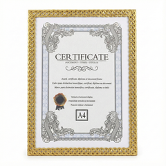 A4 Gold Decorative Certificate Frame – Premium Award, Diploma & Document Display Frame (Vertical & Horizontal)
