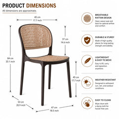 RATTAN OVAL BROWN CAFE CHAIR