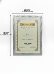 A4 Silver Certificate Frame – Premium Award, Diploma & Document Display Frame for Wall & Table (Vertical/Horizontal)