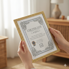 A4 Gold Decorative Certificate Frame – Premium Award, Diploma & Document Display Frame (Vertical & Horizontal)