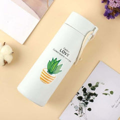 Plant Glass Water Bottle with Protective Cover | Glass Water Bottle for Fridge, Home, Office, Gym, Travel | BPA Free Water Bottle Glass | Cool Bottle | 400ml