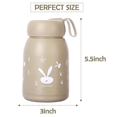 Water Bottle with Cute Rabbit Design – Leakproof Kids water for Hot & Cold Drinks, Portable Thermos Bottle with Strap for Kids, School, Office & Travel