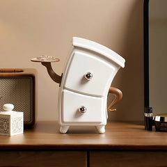 Cute Bedside Table Organizer with 2 Drawers & Tray Holder | Multifunction Mini Storage Cabinet for Desk, Vanity & Home Decor