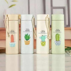 Plant Glass Water Bottle with Protective Cover | Glass Water Bottle for Fridge, Home, Office, Gym, Travel | BPA Free Water Bottle Glass | Cool Bottle | 400ml