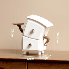 Cute Bedside Table Organizer with 2 Drawers & Tray Holder | Multifunction Mini Storage Cabinet for Desk, Vanity & Home Decor