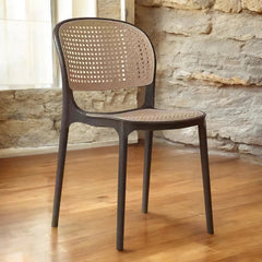 RATTAN OVAL BROWN CAFE CHAIR