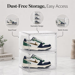 Premium Stackable Shoe Box Organizer - Crystal Clear Sneaker Showcase