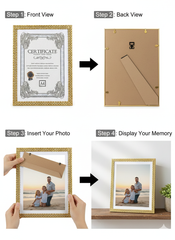 A4 Gold Decorative Certificate Frame – Premium Award, Diploma & Document Display Frame (Vertical & Horizontal)