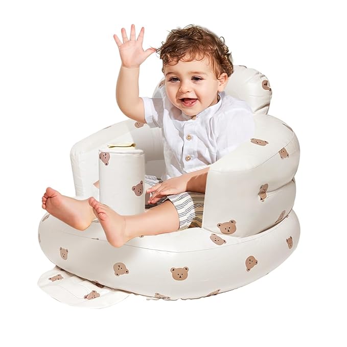 Trending Inflatable Baby Support Seat Sofa Chair with Backrest | Soft Portable Baby Sitting Trainer Seat for 3-12 Months Infants