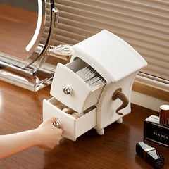 Cute Bedside Table Organizer with 2 Drawers & Tray Holder | Multifunction Mini Storage Cabinet for Desk, Vanity & Home Decor