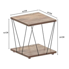 Modern End Table with Premium Laminate Finish| Triple Layer Engineered Board| Powder-Coated Wire Frame| Compact Side Table for Living Room| Bedroom Office & Balcony| (Wire END Table)