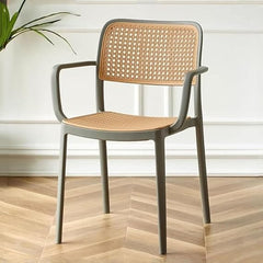 RATTAN ARM GREY CAFE CHAIR