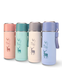 Water Bottle with Handle –Hot & Cold Drinks, Cute Deer Print Thermos Bottle for Kids, Office, School & Travel