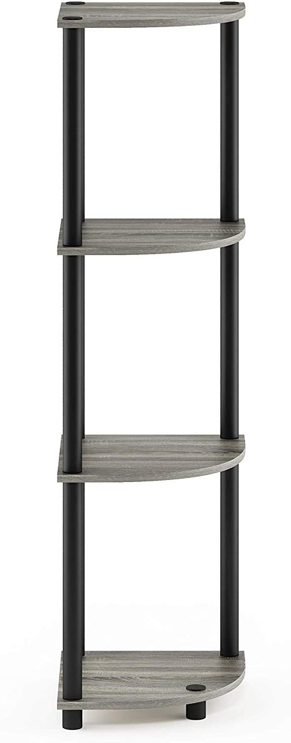 4 Tier Corner Standing Wall Shelf Display Rack Furniture Turn-N-Tube End Table Display Rack, Hallway, Living Room, Metal, Easy Assembly, Space Saving, Industrial