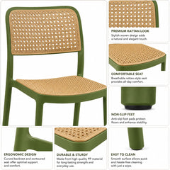 RATTAN GREEN CAFE CHAIR