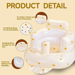 Trending Inflatable Baby Support Seat Sofa Chair with Backrest | Soft Portable Baby Sitting Trainer Seat for 3-12 Months Infants