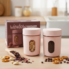 Premium Airtight Dry Fruit Storage Jar with Transparent Window – BPA Free Kitchen ( Set of 2 )