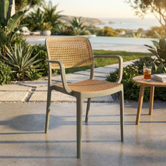 RATTAN ARM GREY CAFE CHAIR