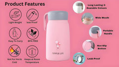 Water Bottle with Handle & Lid – Leakproof for Hot & Cold Drinks, Portable Travel Thermos for Office, School & Outdoor Use