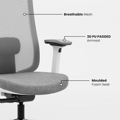 Mesh Ergonomic High Back Desk Chair with 4D Adjustable Armrests & 1D Lumbar Support