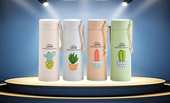 Plant Glass Water Bottle with Protective Cover | Glass Water Bottle for Fridge, Home, Office, Gym, Travel | BPA Free Water Bottle Glass | Cool Bottle | 400ml
