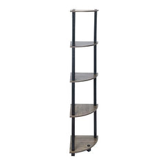 Multipurpose Corner rack| Shelving Unit Turn-N-Tube End Table Corner Display Rack Hallway| Living Room| Metal| Easy Assembly| Space Saving | Industrial Wood (Corner-5)