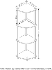 4 Tier Corner Standing Wall Shelf Display Rack Furniture Turn-N-Tube End Table Display Rack, Hallway, Living Room, Metal, Easy Assembly, Space Saving, Industrial