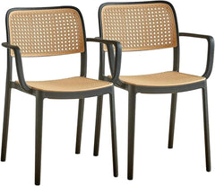RATTAN ARM BLACK CAFE CHAIR