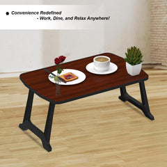 Foldable Lap Desk | Portable Bed Table for Laptop, Study, Meals | Engineered Wood Top with ABS Legs Table top 57 x 36, Height 28 cm