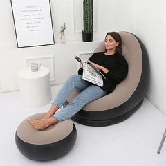 Inflatable Sofa with Household Air Pump, Couch Chair with Footstool for Indoor&Outdoor in Livingroom,Bedroom,Readingroom