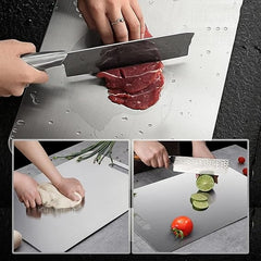 Stainless Steel Chopping Board Double Sided Portable Handle