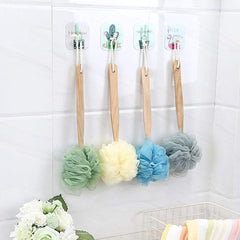 Scrubber for Shower with Wooden Long Handle